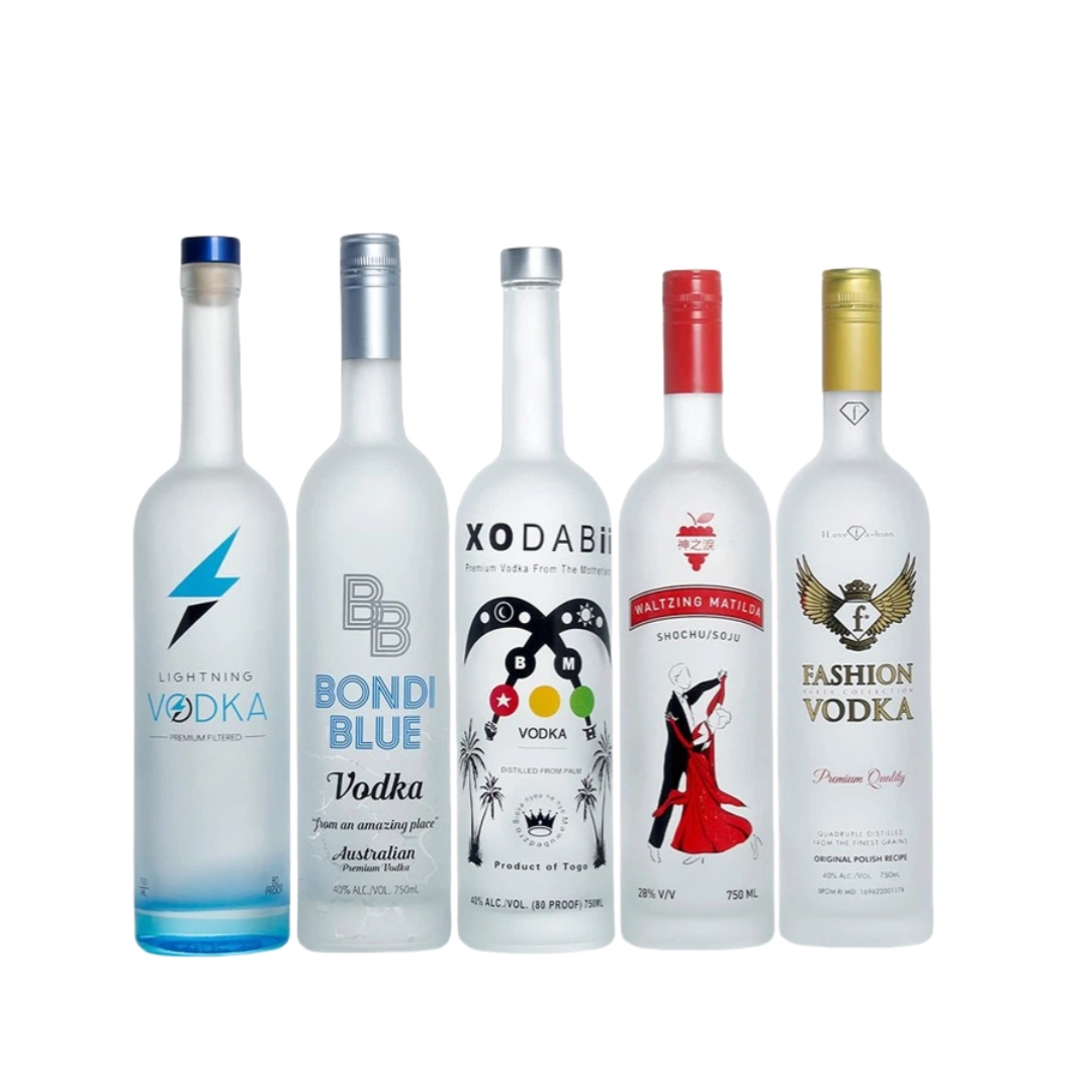 750ml Butelka szklana na wódkę mrożona z logiem